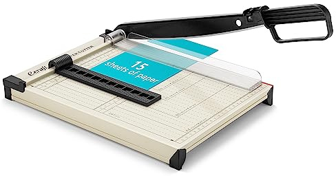 Ecraft 12 Guillotine Paper Cutter：Paper Trimmer Accurate Cutting with Safety Guard,15 Sheets Capacity,Magnetic Guide,Heavy Duty Metal Base, Perfect for Cardstock,Cardboard,Vinyl,Crafts & Photos