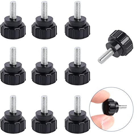 Lot de 10 Vis M4 Moletées en Acier au Carbone - Filetage, Ailes, Étoiles, Rondes Noires