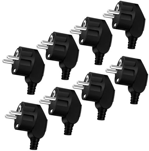 8 Stück Schuko Stecker 250V/16A Eurostecker Stromstecker Winkelstecker Stromstecker Schutzkontakt Stecker für 8-10mm Kabel für Haushaltsgeräten Kleingeräten