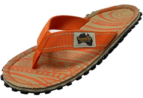 Gumbies Originals Rot - Flip Flops aus recycelten Materialien - profilierte Sohle aus wiederverwerteten Autoreifen, weiches Fußbett aus Canvas-Baumwolle, bequemer Zehensteg - Native, 41