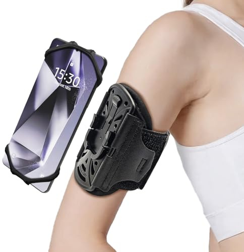 AIWOGEP Porta Cellulare da Braccio,Fascia Braccio Running Sportiva Armband jogging ciclismo ed escursionismo,per iphone 16/15/14/13 Pro Galaxy S24/S23 Cellulare da 4 A 6,5 (fascia da braccio nero)