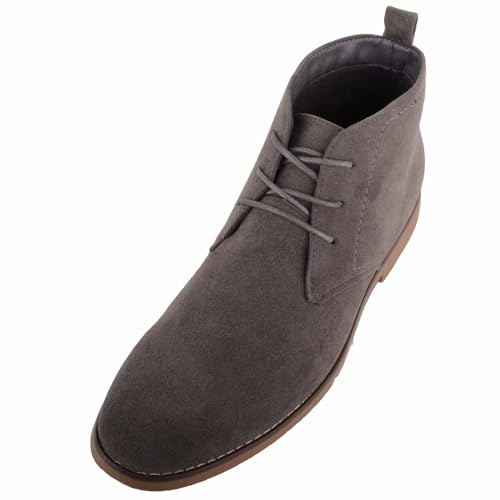 ABSOLUTE FOOTWEAR Mens Lace Up Faux Suede Casual Desert Chelsea Boot - Grey - UK 10 / EU 44