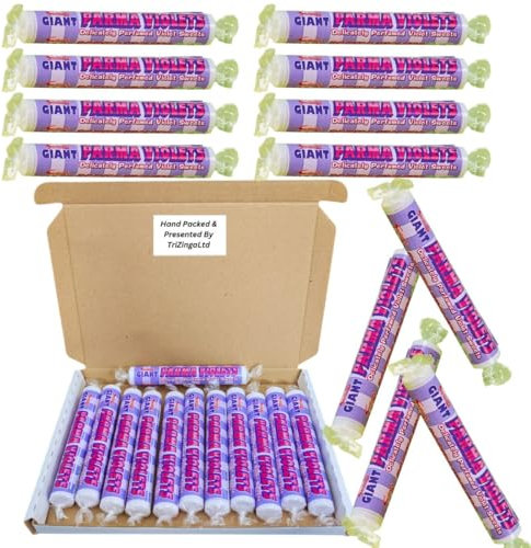 Classic Floral Fizzy Sweets Giant Parma Violets 12 Pack Retro Candy for Parties, Wedding Favors & Nostalgic Treats for All Ages