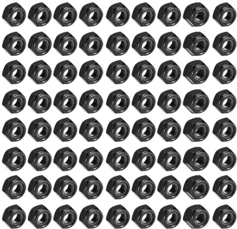 80 pezzi Dadi esagonali M6, Dado M 6 nero, autobloccanti, arresto M 6 di bloccaggio, bloccaggio Set di viti Dado M6 filettatura metrica