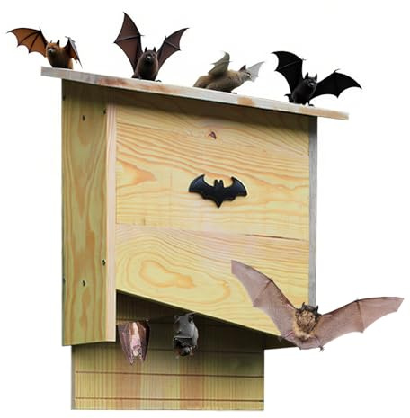 Large Solid Wood Bat House Box - Double Chamber Wildlife Habitat | Pre-Drilled Mounting Kit for Wall/Tree or Siding | Weather-Treated Backyard Design