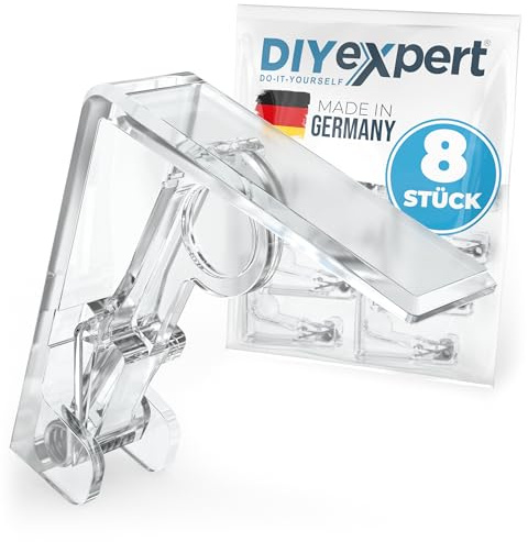 DIYexpert Pinzas para mantel transparentes, fabricadas en Alemania, 8 unidades, resistentes para mesas gruesas de hasta 45 mm, resistentes a la intemperie y antideslizantes, para jardín, balcón e
