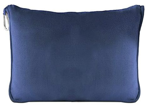 Veebmys Juego de Manta y Almohada de Viaje 2 en 1, Manta de Avión 60x50 Pulgadas Suave y Cálida, Portátil con Máscara y Tapones para los Oídos, Avión, Coche, Camping o Regalo (Azul Marino)