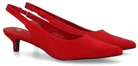 shoes&blues.es 101510 Zapato de Mujer Tipo Slingback con Diseno Elegante y Minimalista, Ideal Tanto para Looks Formales como para Outfits mas Casuales. Cierre Elastico y Tacon bajo. Rojo Talla 38