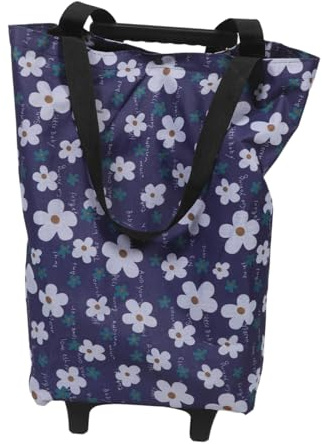 KICHOUSE Carrello della Spesa Pieghevole con Ruote Blu, Tessuto Oxford Resistente, Design Sali e Scendi Scale, per Shopping e Avventure All'aperto