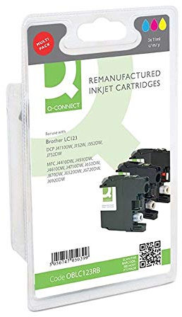 Q-Connect Remanufactured Inkjet Cartridges Multi-Pack Compatible with Brother Models, 11 ml, Cyan/Magenta/Yellow
