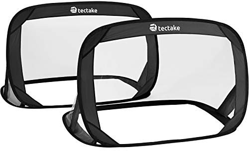 tectake 2er Set Fußballtore, Mini Pop-Up Fußballtore für Kinder & Erwachsene, selbstentfaltend, Tor für den Garten, inkl. Tragetasche - Diverse Modelle - (Schwarz | Nr. 403113)
