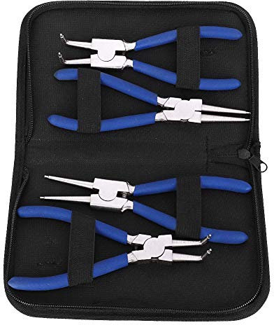 Sprengringzangen Satz, Seegeringzange Set Spitze Sicherungszange mit tauchbeschichteten Griffen und Rückstellfeder für Außensicherungsringe und Innensicherungsringe 175mm