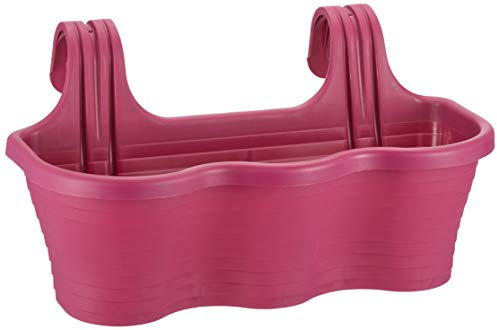 Serinova, Jardinera Balcón, 53 cm Largo, 10 LTS, Set 2 Unidades, Maceta Colgar, Barandilla (Cherry), TOM5