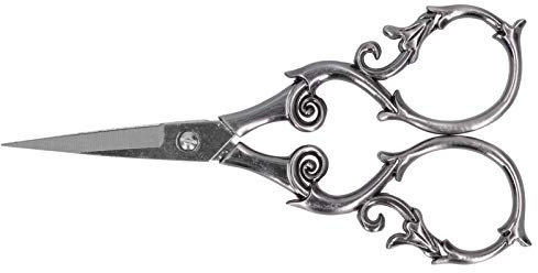 Retro Schere, 4,3 Zoll Vintage Stickschere Edelstahl mit scharfer Spitze Nähschere für die Stickerei Bastel nadelarbeiten Kunstwerk für den täglichen Gebrauch(Graues Silber)