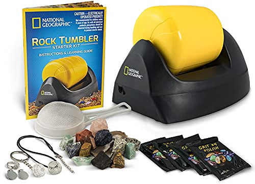 National Geographic Rock Tumbler Machine - Amazing Gemstone Polishing Machine with Authentic Grit, Stones and Crystals | STEM Educational Rock Polisher Hobby Kit Gifts for 8+ Year Old Boys and Girls