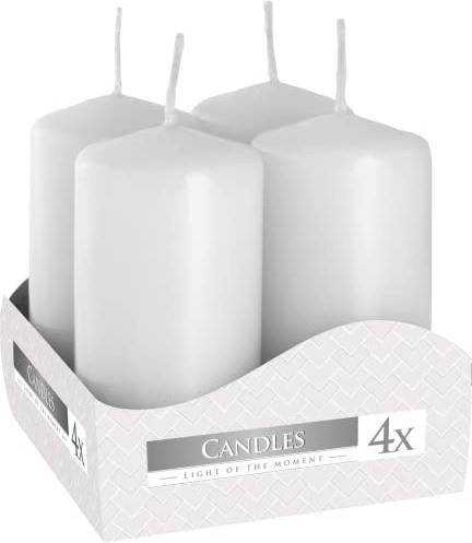 Candle Votivkerzen-Set, 9H, 40/80, 4 Stück, Wachskerzen, Weiß, 8 cm x 3,8 cm, Badewannen-Set
