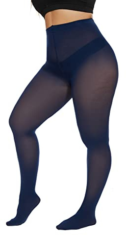 CozyWow Collant Donna Super Taglia Collant Donna Curvy in Microfibra Taglie Forti Opaco Leggings di Vita Alta Elastico Traspirante Resistente Collants,Blu Scuro,XL