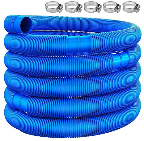 Marinada Manguera de Piscina de 6, de DiáMetro 32 Mm con Abrazadera de Manguera, de Limpieza de Piscina de TuberíA de Repuesto, Azul