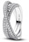 PANDORA Timeless Pavé Gekreuzter Doppelband-Ring aus Sterling Silber mit Cubic Zirkoniastein verziert, Größe: 58, 193022C01-58