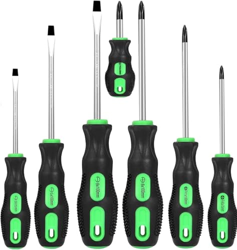 GURADESIGN 7-Piece Magnetic Screwdrivers Set, 4 Phillips and 3 Flat, Professional Cushion Grip Screwdriver Set