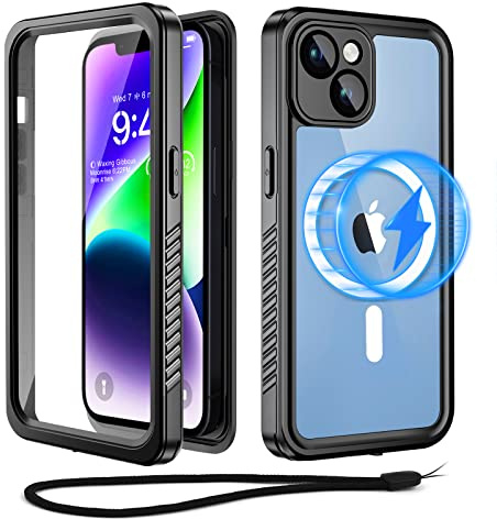 Beeasy for iPhone 14 Waterproof Case Compatible with Magsafe IP68 Underwater Military Grade, Phone Case with Shockproof, Dustproof, Rugged 360 Full Body Protection Cover with Built-in Screen Protector