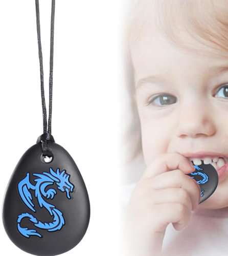TenaLucy kaukette für kinder,Sensory Kauen Halskette Silikon Beissring Silikon Beißring für Baby Anhänger Kauen Anhänger beißkette,für Kinder mit ADHS Autismus hilfsmittel Zahnen Beißende (Blau)