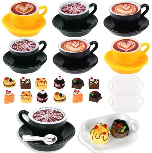 Accessorio per gnomo di Natale, in miniatura, accessori per la casa delle bambole, 26 accessori per la casa delle bambole, accessori da 1/12 gnomi, stoviglie da caffè in miniatura, ideale per Natale