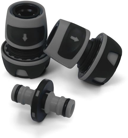 YourCasa Conector de manguera de 3/4 pulgadas (19 mm) acoplamiento de 2 mangueras de agua – Conector de manguera de jardín – Adaptador de conexión de manguera Conector Doble Acoplamiento (Antracita)