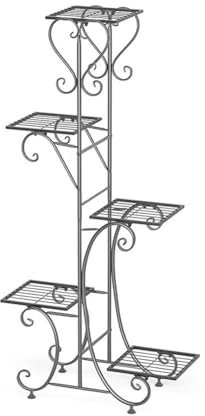 Vintage Pflanzenständer aus Metall mit 4 Ablagen für Zimmerpflanzen, schwarzer Halbbogen, Blumenhalter für Kletterranken, Terrasse, Flur und Veranda-Dekor (Schwarz, Größe: )