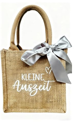 RunFar shop Jutetasche Kleine Auszeit Geschenktasche Jute Kleinigkeit Tasche Geschenkidee Kleine Auszeit Jute-Geschenktasche, Naturleinen Einkaufstasche