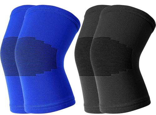elook 2Pairs Knee Pads for Kids, Nylon Volleyball Knee Pads for Dancers, Flexible Elastic Breathable Knee Sleeve Brace for Running, Basketball, Weightlifting, Gym, Sports- M