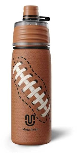 magcheer Soccer Water Bottle - 20oz Insulated Misting Water Bottles Stainless Steel 3D Textured - Soccer Accessories Gift for Kids