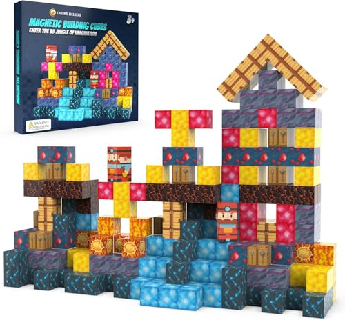 Desire Deluxe Cubi Magnetici per Bambini – Blocchi di Costruzione 3D STEM, Giocattoli Magnetici Montessori per Bambini Piccoli, Giochi Educativi Prescolari, Set di Costruzioni e Bambine 3+
