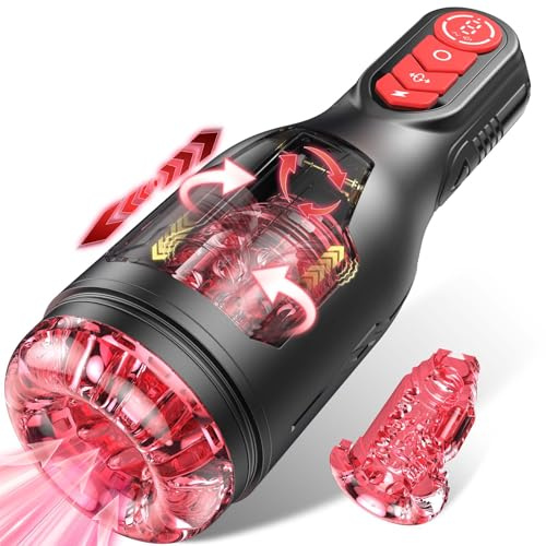 Masturbâteur Homme Mains Libres Sex Toys, Silicone Vibromasseurs Sextoyse Homme Sexmasturbâteur avec 9 Modes Télescopiques & Rotation, Masturbateurs Masculins Sex Toýs Couple Succion va et vient