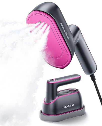 Jack & Rose Dampfglätter, 1200W Tragbarer & Handheld Steamer für Kleidung, 8s Schnellaufheizung, 2 in 1 Steamer Dampfglätter für Reise