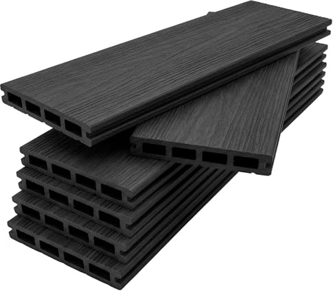 Floordirekt WPC Kit complet de lames de terrasse 2 m² – Lames à chambre creuse - Kit complet avec sous-structure et matériel de montage - Résistant aux intempéries et aux UV - Pour terrasse et balcon