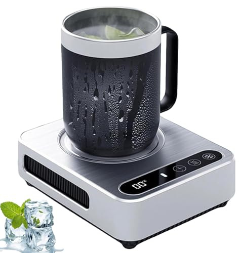 Värmande Och Kylande Underlägg, Portabel Snabbkylningskopp Med 10s Snabbfrysning Och 18-timmars Timer, Elektrisk Instant Dryckeskylare Och Värmare För öl, Yoghurt, Juice, Vatten, Mjölk Och Vin silver