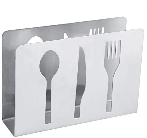 Porte-serviettes en acier inoxydable, Distributeur de serviettes de table pour décoration de cuisine, restaurant et bar, 12 x 3 x 8,6cm