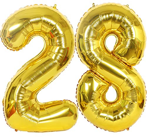 Foil Palloncini Compleanno 28 Anni oro, 101 CM Giganti Palloncini Numeri 28, Decorazioni Festa Compleanno 28 Anni, Gonfiabili Elio Aria