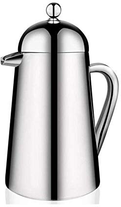 XIXIDIAN Francesa Prensa Cafetera, Acero Inoxidable Aislado, Filtro de Doble Capa con Aislamiento Mano y té Brewer Pot, fácil Limpiar 34oz (1 litro)
