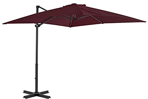 Catherinol Sombrilla voladiza con palo, Parasol Terraza, Sombrilla Terraza Exterior, Sombrilla Jardin, Parasol Jardin, Sombrilla Playa, Parasol Excentrico, de aluminio rojo burdeos 250x250 cm