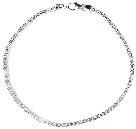 Original italiensk byzantiner kungligt armband 925 silver 2 mm bred längd valbar silverarmband armband kvinnor män smycken från fabriken tendenze Italien, 17 centimeters, Silver
