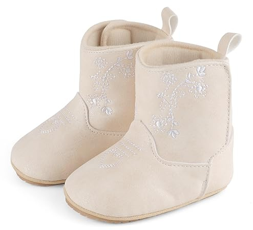 LACOFIA Stivaletti Invernali Neonata Antiscivolo Stivali Primi Passi da Neve per Bambina Beige 3-6 Mesi