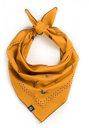 WHTE MOSS Bandana – 100% Cotton Extra Soft Scarf Handkerchief for Men & Women (Origami Yellow)
