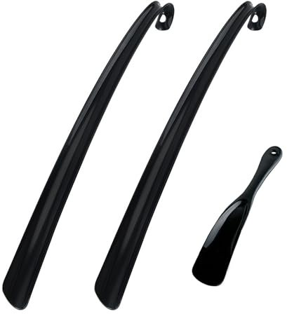 SYEYCW 3 Stück Schwarz Kunststoff-Schuhlöffel, Langer Schuhlöffel - 42cm, Schuhanzieher Kurz - 19.5cm, Schuhlöffel mit Löchern Aufhängen, Anziehhilfe für Schuhe, für Männer, Frauen, Kinder, Senioren