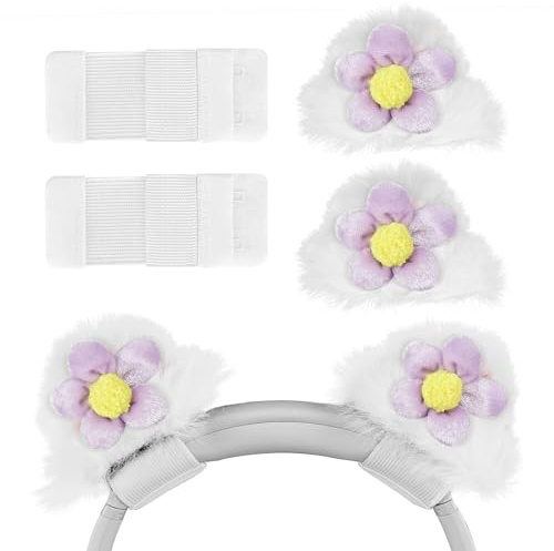Geekria NOVA Headphones Cat Ear Attachment Compatible with Most Gaming, Over-Ear and On-Ear Headsets, Universal Fit with Adjustable Straps (White+Purple)