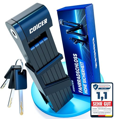 COICER Fahrradschloss Faltschloss 85 cm mit 3 Schlüsseln, Faltschloss für E Scooter, Fahrrad und Motorrad, Fahrradschloss hohe Sicherheit inkl. Halterung - Bike Lock, Schwarz