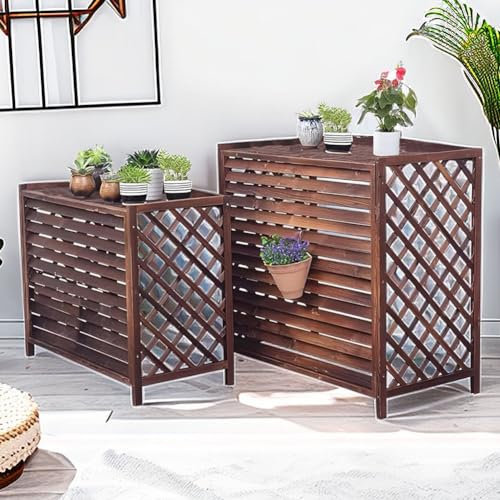 BOKNI Zaunschirm für Klimaanlagen, verdicktes Holzbrett, Lamellenzaun für Klimaanlagen, Sichtschutzzaun zum Verstecken der Klimaanlage (Größe: groß) (eine Farbe: XL)