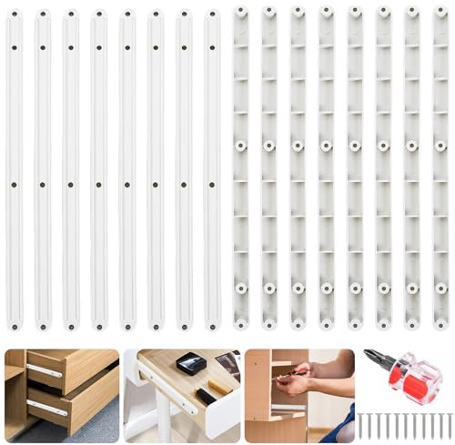 Celepoir 16 (8 Pairs) Plastic Drawer Runners, 300mm Drawer Slides with Screws & Screwdriver, Plastic Draw Runners Replacement, White Cabinet Draw Slides, for Kitchen Cabinet, Bedside Tables, Wardrobe
