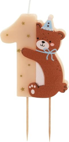 Number 1 Teddy Bear Birthday Candle, 7 cm